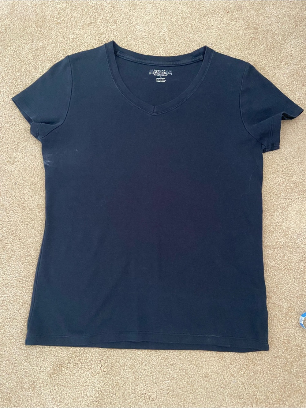 Magellan Black V-Neck Short Sleeve Tee - Solid